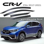 Fit 2017-2021 Honda CRV Clip-On Chrome Trim Vent Window Visors Rain Sun Wind Guards Shade Deflectors - Image 3