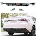 Fit For 2018-2023 Toyota Camry LE XLE Rear Bumper Lower Diffuser Spoiler with LED Light (Gloss Black)