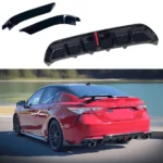 Fit 2018-2024 Toyota Camry TRD Style LED Brake Light Gloss Black Rear Diffuser & Corner Splitters