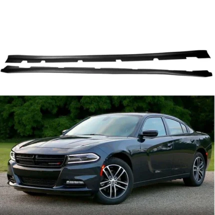 Fit 2011-2021 Dodge Charger Side Skirts Extension Body Kit (Unpainted Matte Black)