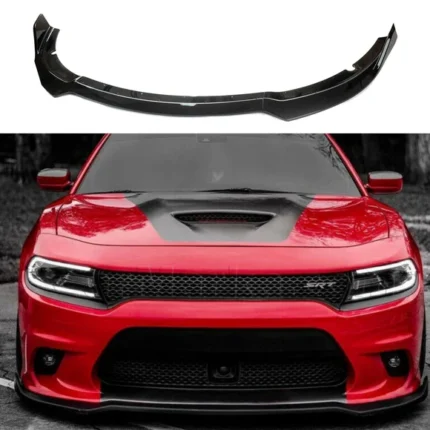 Fits 2015-2022 Dodge Charger SRT RT Front Bumper Lip Spoiler Splitter Body (Black, 3pcs)