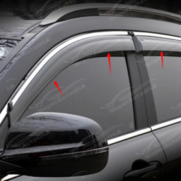 Fits Honda Accord 2018-2022 Chrome Trim Side Window Guards Vented Wind Rain Visors - Image 4