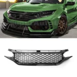 Fit 2016-2018 HONDA Civic 10 Front Bumper Center Radiator Grille Honeycomb Grill (Black) - Image 3