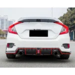 Fits 2016-2021 Honda CIVIC Sedan Rear Diffuser w/ LED Light (Gloss Black) - Image 3