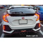 Fits 2016-2021 Honda Civic Hatchback Rear Diffuser LED Brake Light Extension (Unpainted Black) - Image 3