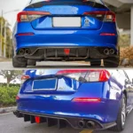 Fits 2022-2025 Honda Civic Sedan V4 Rear Diffuser Bumper w/ LED Brake Light - Image 2