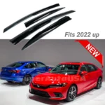 Fit 2022-24 Honda Civic 3D Mugen Style Vent Window Visors Rain Sun Wind Guards Shade Deflectors - Image 3