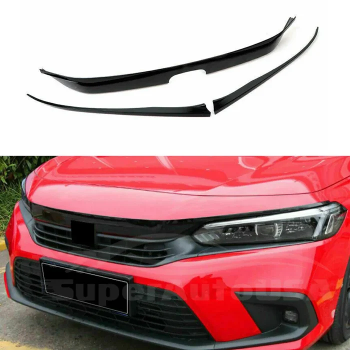 For 2022-2023 Honda Civic 11th Front Bumper Grill Strip Cover Trim (Gloss Black) - Image 3