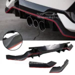 Fits 2017-2021 Honda Civic Hatchback Rear Bumper Spoiler Garnish Reflectors (Carbon Fiber Print and Red Trim) - Image 3