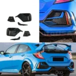 Fits 2017-2021 Honda Civic Hatchback Rear Bumper Garnish Reflectors (Black & Red Trim) - Image 4
