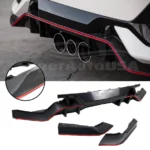 Fits 2017-2021 Honda Civic Hatchback Rear Bumper Garnish Reflectors (Black & Red Trim) - Image 3