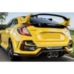 Fits 2017-2021 Honda Civic Hatchback Rear Bumper Spoiler Garnish Reflectors (Carbon Fiber Print and Red Trim) - Image 5