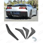 Fits 2014-2019 Corvette C7 Rear Bumper Lower Air Diffuser Fins - Image 4