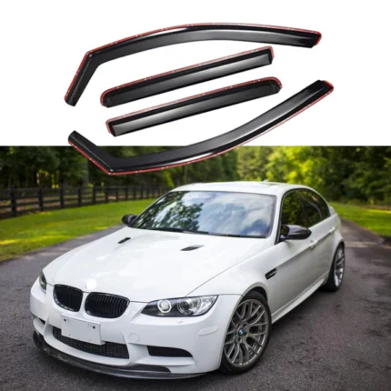 Fit 2006-2011 BMW E90 3 Series In-Channel Vent Window Visors Rain Sun Wind Guards Shade Deflectors