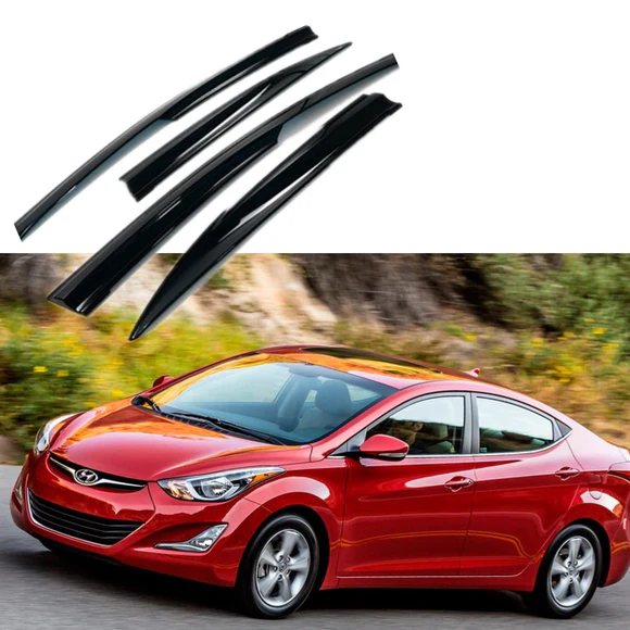 Elantra11-JDM_2.webp For Hyundai Elantra 2011-2016 3D Mugen Style Vent Window Visors Rain Sun Wind Guards Shade Deflectors - Image 1