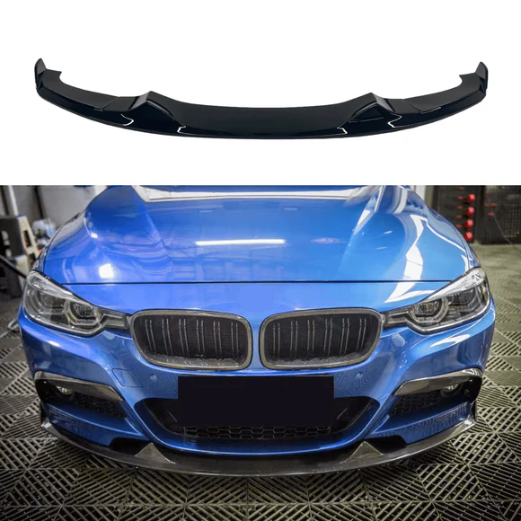 F30LipAPGB.webp Fits 2012-2019 BMW 3-Series F30 M Sport Gloss Black Front Bumper Lip Spoiler - Image 1