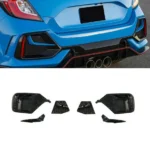 Fits 2017-21 Honda Civic Hatchback Gloss Black w/ Reflectors Rear Bumper Garnish