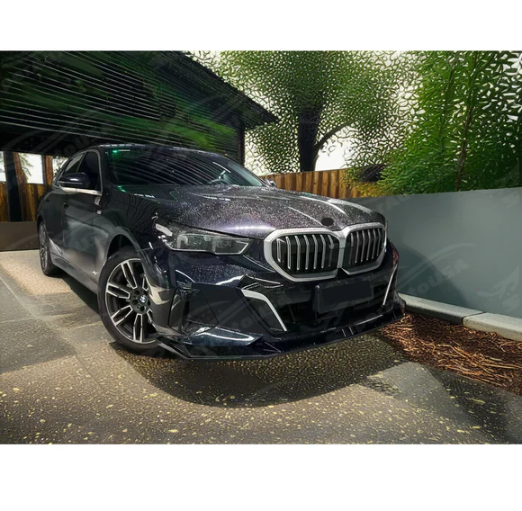 Fit 2023-2024 BMW 5 Series G60 M-Sport Pack Gloss Black Front Bumper Lip Spoiler - Image 2