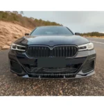 Fit 2021-2023 BMW 5 Series G30 LCI M Sport Gloss Black Front Bumper Lip Spoiler - Image 6