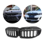 Fits 2019-2022 BMW 3 Series G20 G21 Double Line Glossy Gloss Black Front Kidney Grill - Image 4