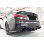 Fits 2019-2022 BMW G20 Gloss Black Rear Diffuser with LED Break Light & Corner Splitters - Image 7