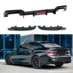 Fits 2019-2022 BMW 3 Series G20 Gloss Black Rear Diffuser with Rear Corner Splitter