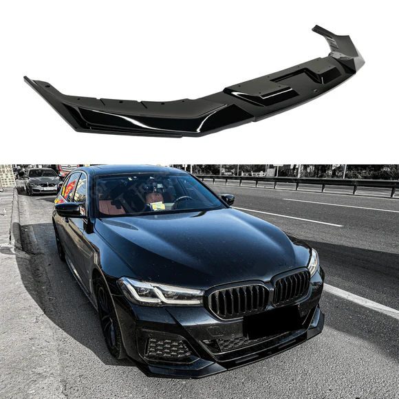 G3023LipVGB.webp Fits 2021-2023 BMW 5 Series G30 530i 540i M550i M-Sport Gloss Black Front Lip Spoiler - Image 1