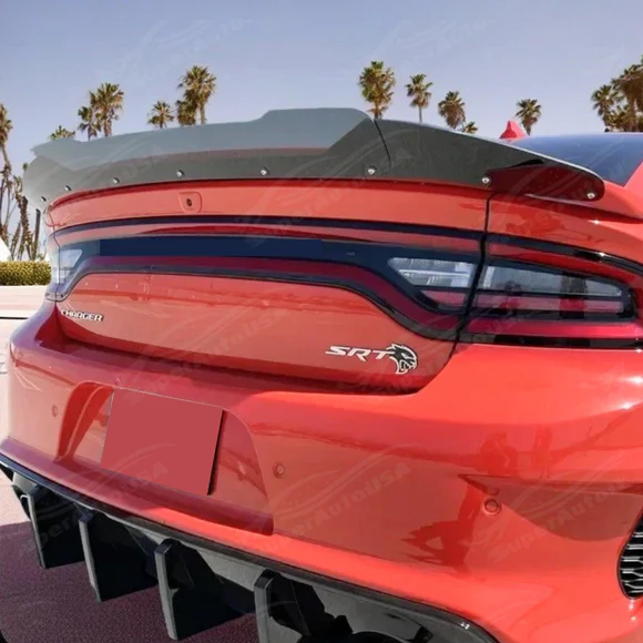 Fit 2015-2023 Dodge Charger Gloss Black Rear Wickerbill Spoiler Add-on Decklid Flap - Image 9