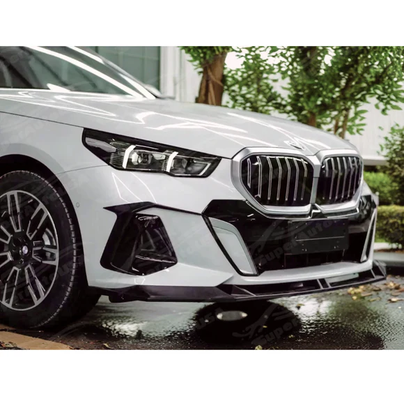 Fit 2023-2024 BMW 5 Series G60 M-Sport Pack Gloss Black Front Bumper Lip Spoiler - Image 3