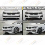 Fit 2019-2021 BMW G30 5 Series Front Bumper Lip Spoiler (Gloss Black) - Image 2