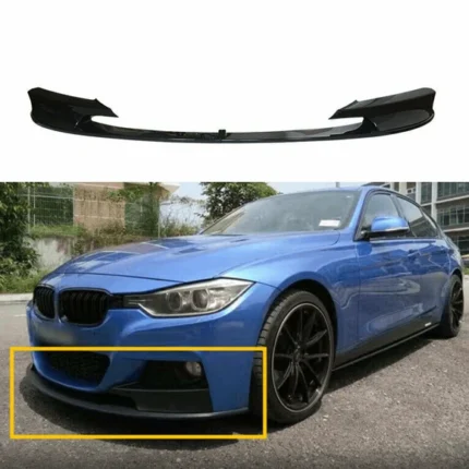 Fits 2012-2018 BMW F30 3 Series M Style Front Bumper Lip Body Kit Gloss Black 2pcs