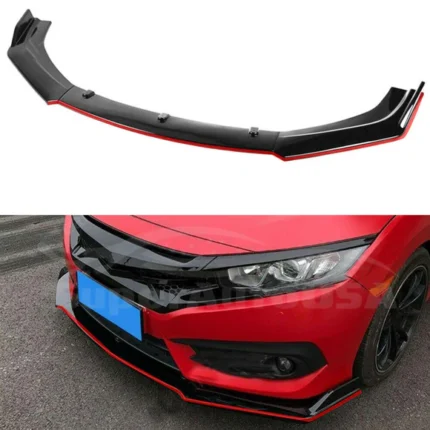 Fit Honda Civic Sedan 2017-2021 Red Trim Performance Front Bumper Lip