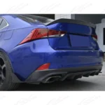 Fits 2013-20 Lexus IS300 IS350 Shark Curved Gloss Black Rear Bumper Diffuser - Image 13