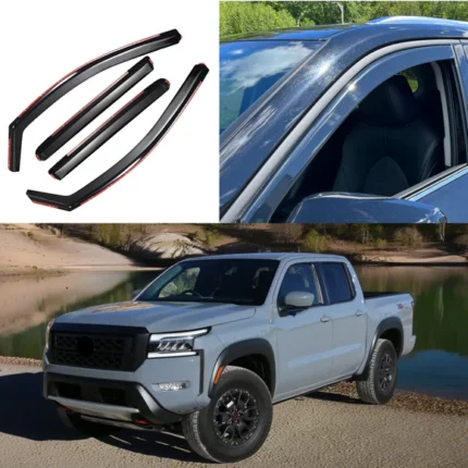 Fit 2022-2025 Nissan Frontier In-Channel Rain Guards Window Visors Sun Wind Snow Vent Side Deflectors
