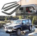 Fit 2007-2018 JEEP Wrangler JK Out-Channel Vent Window Visors Rain Sun Wind Guards Shade Deflectors