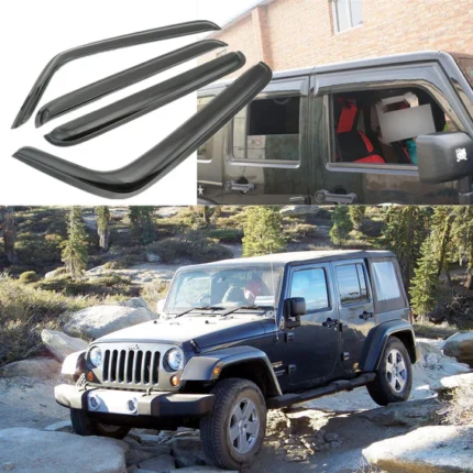Fit 2007-2018 JEEP Wrangler JK Out-Channel Vent Window Visors Rain Sun Wind Guards Shade Deflectors