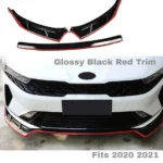 For K5 2021 2022 2023 Performance Style Front Bumper Lip Spoiler (Gloss Black with Red Trim) - Image 4