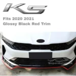 For K5 2021 2022 2023 Performance Style Front Bumper Lip Spoiler (Gloss Black with Red Trim) - Image 3