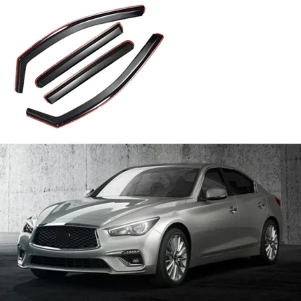 Fit 2014-2017 INFINITI Q50 In-Channel Vent Window Visors Rain Sun Wind Guards Shade Deflectors
