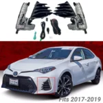 Fits 2017-2019 Toyota Corolla SE XSE DRL Fog Light LED Driving Lamp Bezel Sets - Image 4