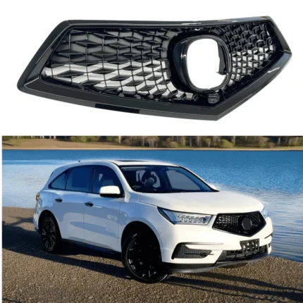 Fits 2017-2020 Acura MDX OEM Style Gloss Black Front Bumper Upper Grille Assembly