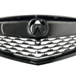 Fits Acura MDX 2014-2016 Gloss Black/Chrome Front Grill Bumper Grille Assembly - Image 2
