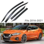 Fit 2016-2023 Nissan Maxima Clip-On Chrome Trim Vent Window Visors Rain Sun Wind Guards Shade Deflectors - Image 3