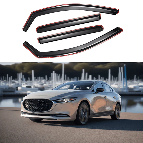 Mazda32022In-ChannelWindowVisor.webp Fits 2019-2024 Mazda3 Sedan In-Channel Vent Window Visors Rain Sun Wind Guards Shade Deflectors - Image 1