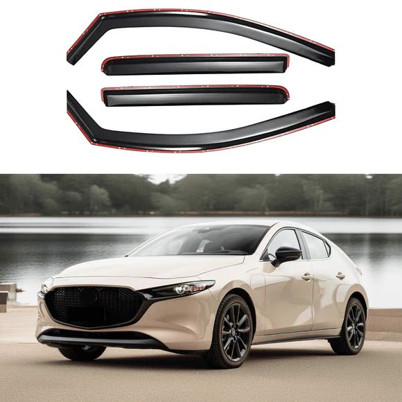 Mazda3H22IC.webp Fits 2019-2024 Mazda 3 Hatchback In-Channel Vent Window Visors Rain Sun Wind Guards Shade Deflectors - Image 1