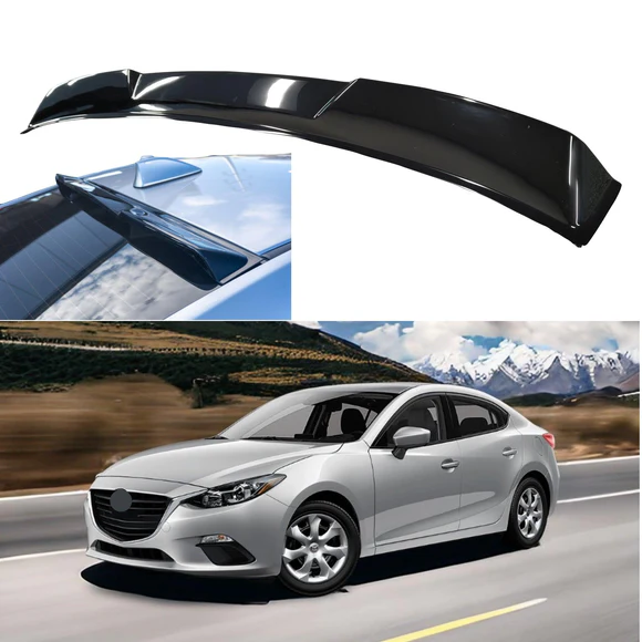 Mazda3wsp.webp Fits 2014-2018 Mazda3 Sedan Gloss Black Rear Roof Window Visor Spoiler - Image 1