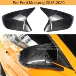 Fit 2015-2021 Ford Mustang Rearview Side Mirror Cover Caps Horn Style (Carbon Fiber Print) - Image 3
