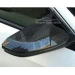 Fit 2015-2021 Ford Mustang Rearview Side Mirror Cover Caps Horn Style (Carbon Fiber Print) - Image 4