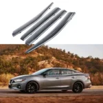 Fit 2016-2023 Nissan Maxima Clip-On Chrome Trim Vent Window Visors Rain Sun Wind Guards Shade Deflectors