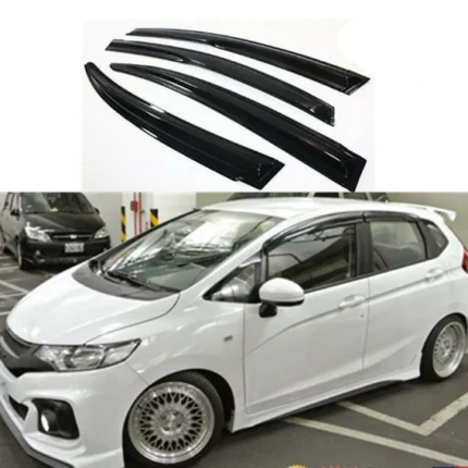 Fit 2015-2020 HONDA FIT JAZZ HATCHBACK 3D Mugen Style Vent Window Visors Rain Sun Wind Guards Shade Deflectors